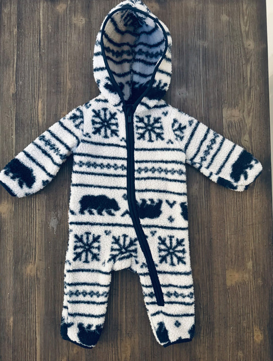 Cozy Sherpa Hooded One Piece , Kids 12 Month (9-12M)