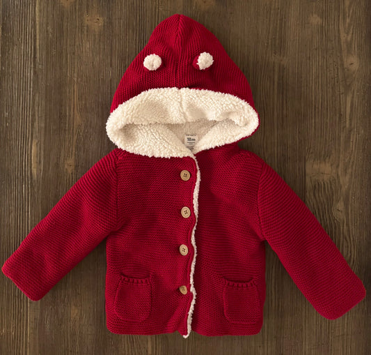Sherpa-Lined Cotton Long -Sleeved Sweater, Kids 18 Month (12-18M)