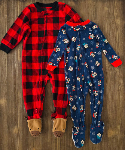 Mickey & Plaid Holiday PJ Bundle, Kids 12 Month (9-12M)