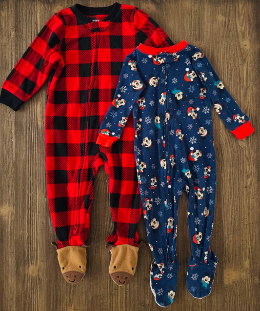 Mickey & Plaid Holiday PJ Bundle, Kids 12 Month (9-12M)