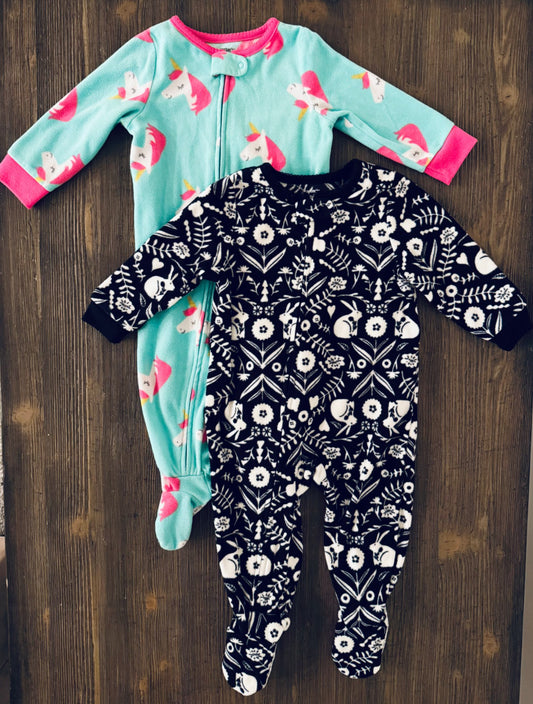 Bunny & Unicorn Baby Girl Pajama Bundle, Kids 12 Month (9-12M)