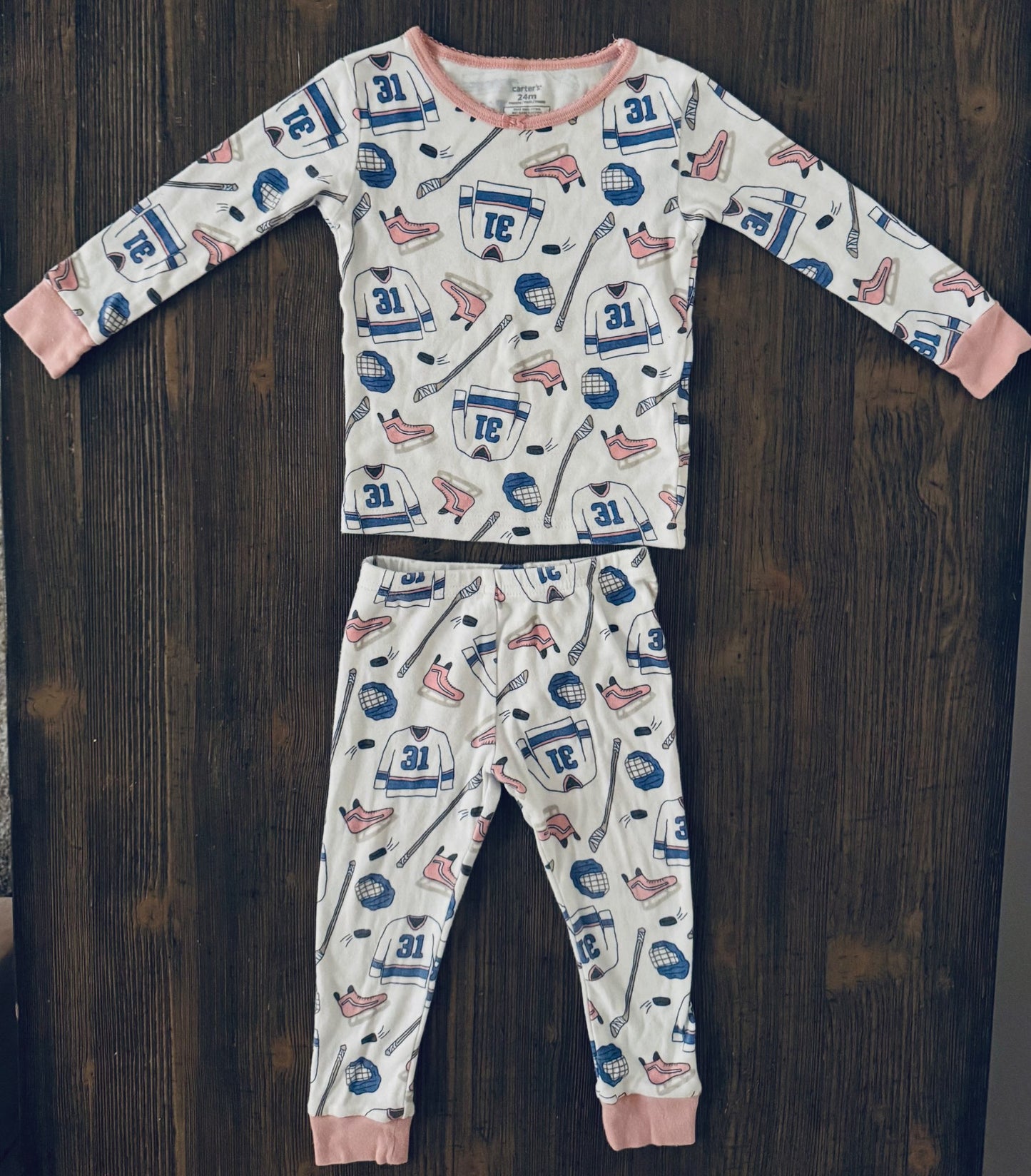 Pink Hockey Pajamas , Kids 24 Month (18-24M)