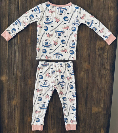 Pink Hockey Pajamas , Kids 24 Month (18-24M)