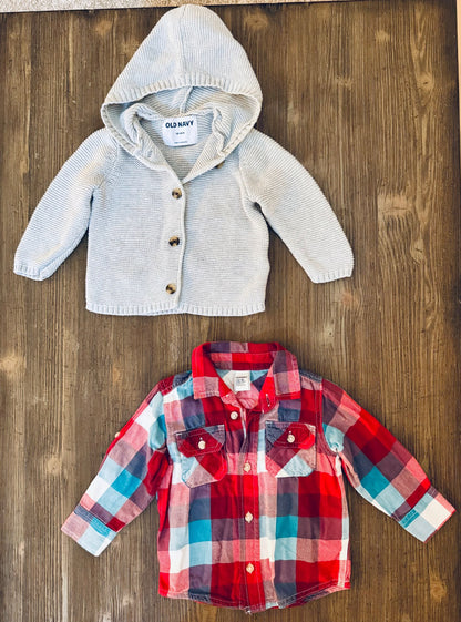 Sweater & Plaid Shirt Bundle , Kids 18 Month (12-18M)