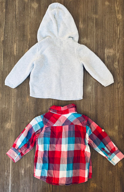 Sweater & Plaid Shirt Bundle , Kids 18 Month (12-18M)