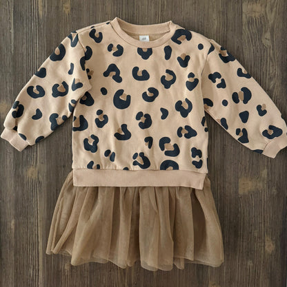 Leopard Dress With Tulle Skirt, Kids 2T