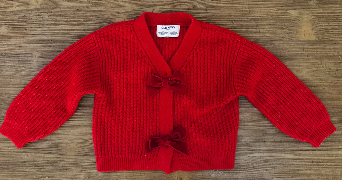 Cozy Red Bow Cardigan, Kids 2T