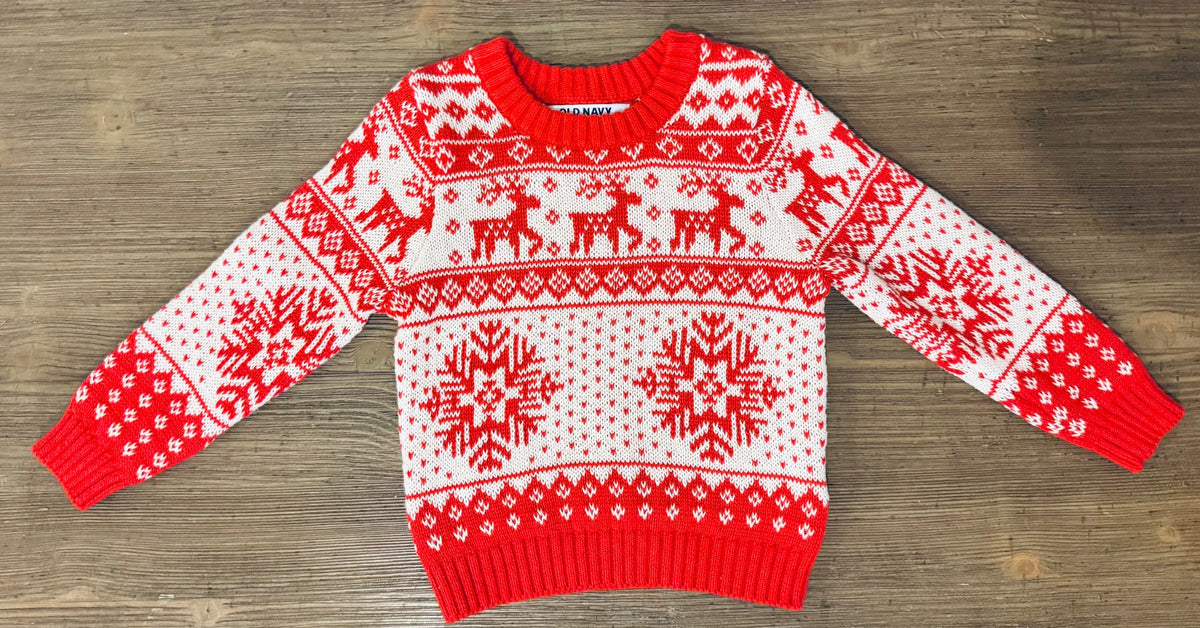 Red & White Holiday Sweater, Kids 24 Month (18-24M)