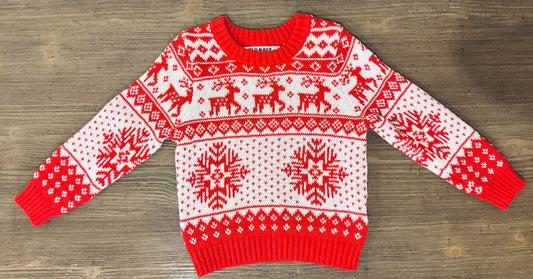 Red & White Holiday Sweater, Kids 24 Month (18-24M)