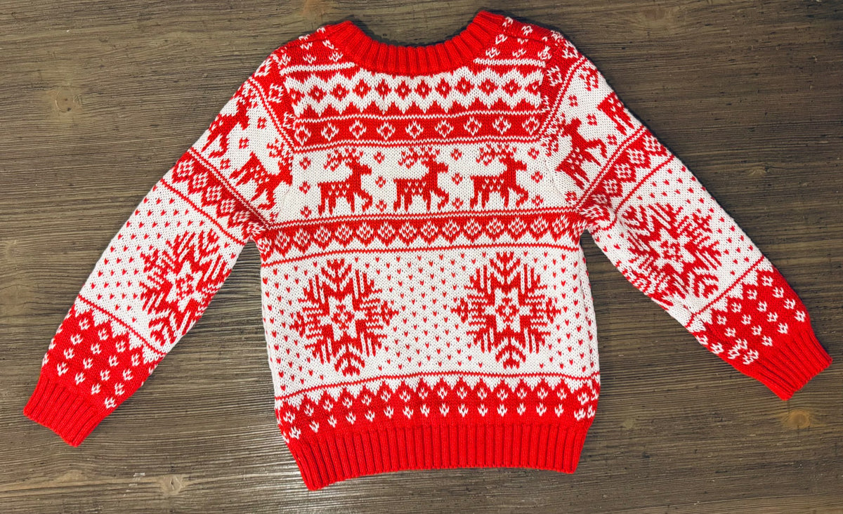 Red & White Holiday Sweater, Kids 24 Month (18-24M)