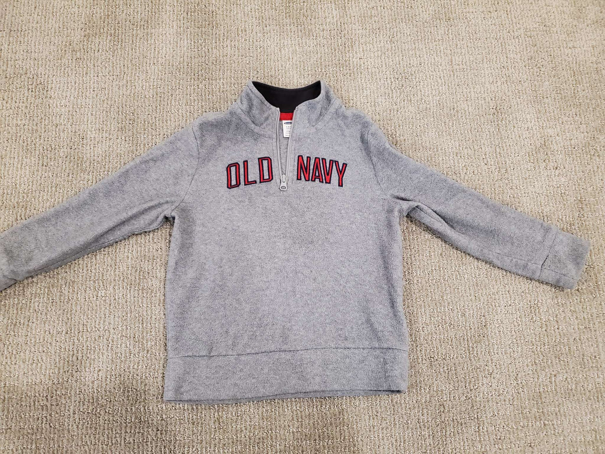 Boys Grey Old Navy Logo Fleece Top - Size 6/7, Kids 6/6X