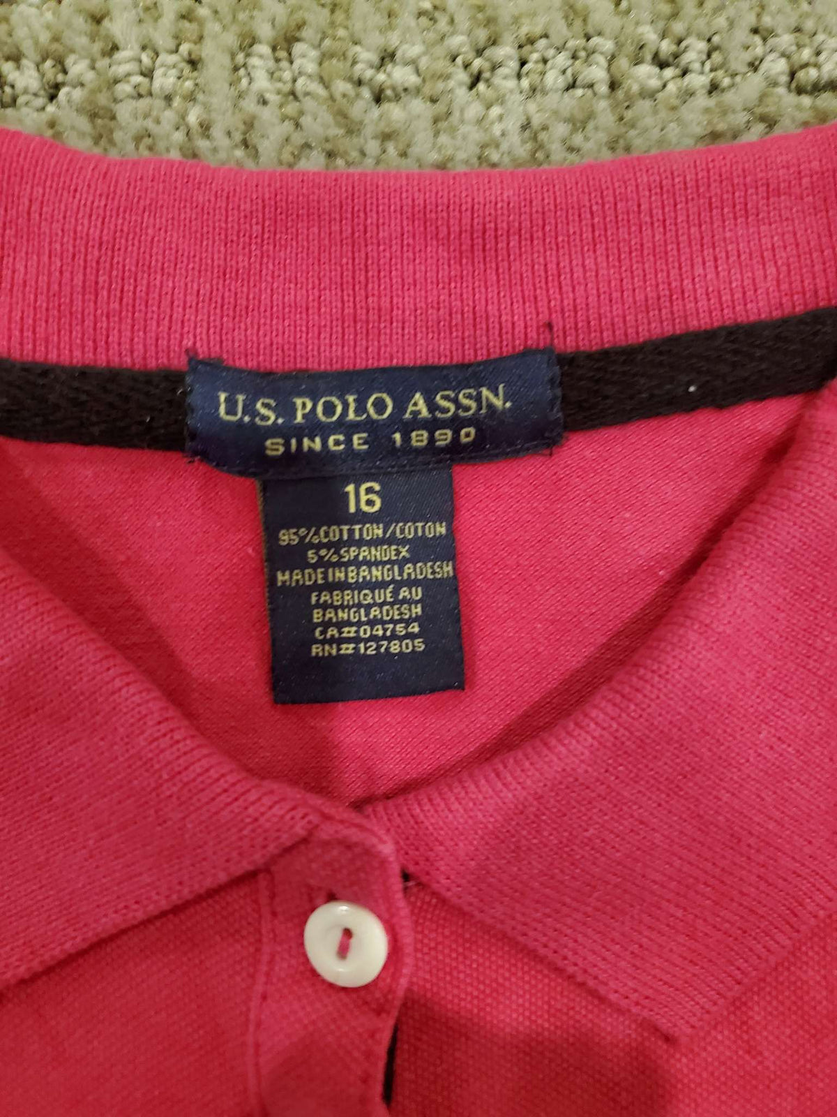 US Polo - Girls Polo shirt Pink Size 16, Kids 16 to 20