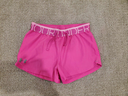 Under Armour Girls Pink Shorts - Size Youth Med, Kids 10