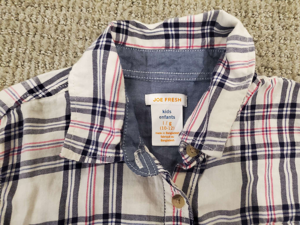 Joe Fresh - Girls Plaid Button up Shirt Size L (10/12), Kids 10