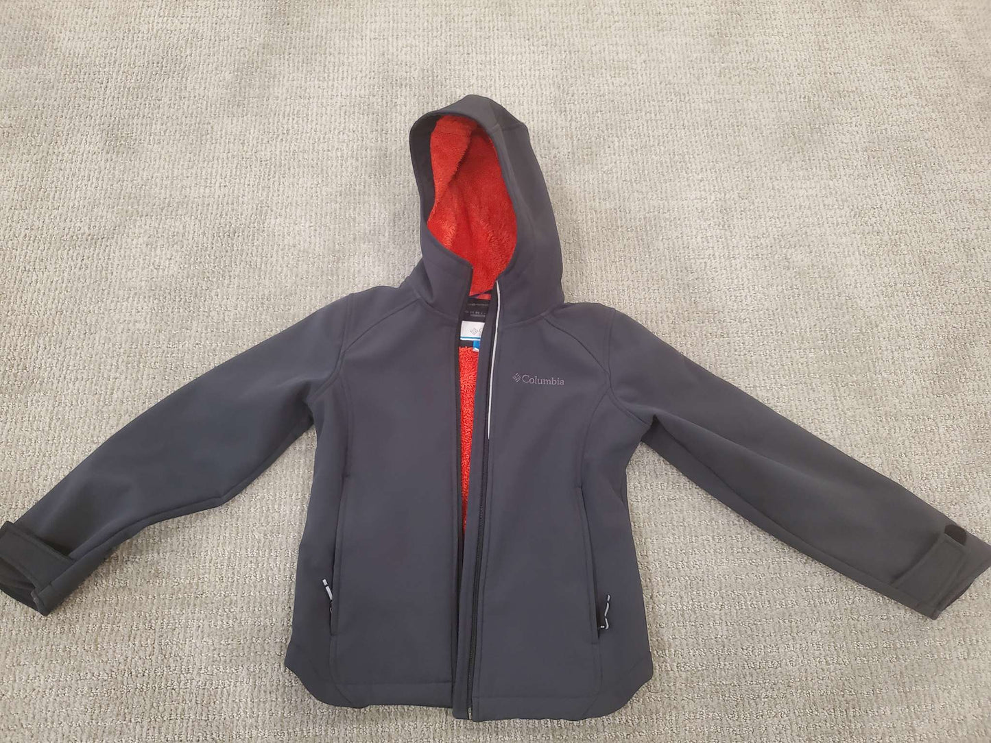 Kids Grey Columbia Softshell Fall/Spring Jacket - Size 7/8, Kids 7 & 8 (small)