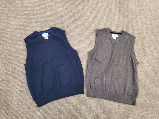 Bundle 2 pieces - Boys Old Navy Blue and Grey Dressy Vests - Size 6-7, Kids 6/6X (extra small)