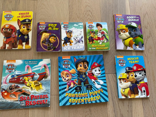 Paw Patrol books, 8 books in total, ages 3-5