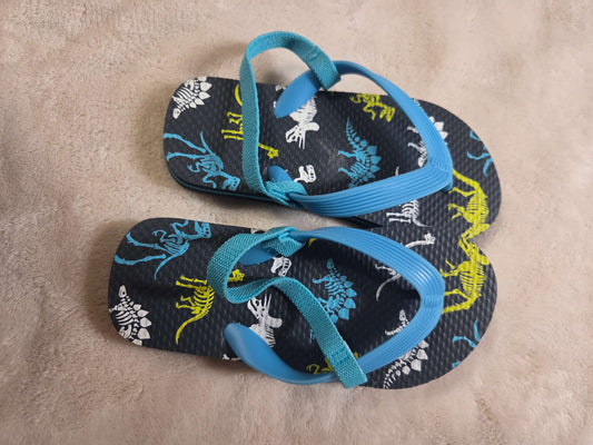 Toddler boy flip-flops dino design with ankle strap, Shoes 9.5 (Toddler:2-4yr)