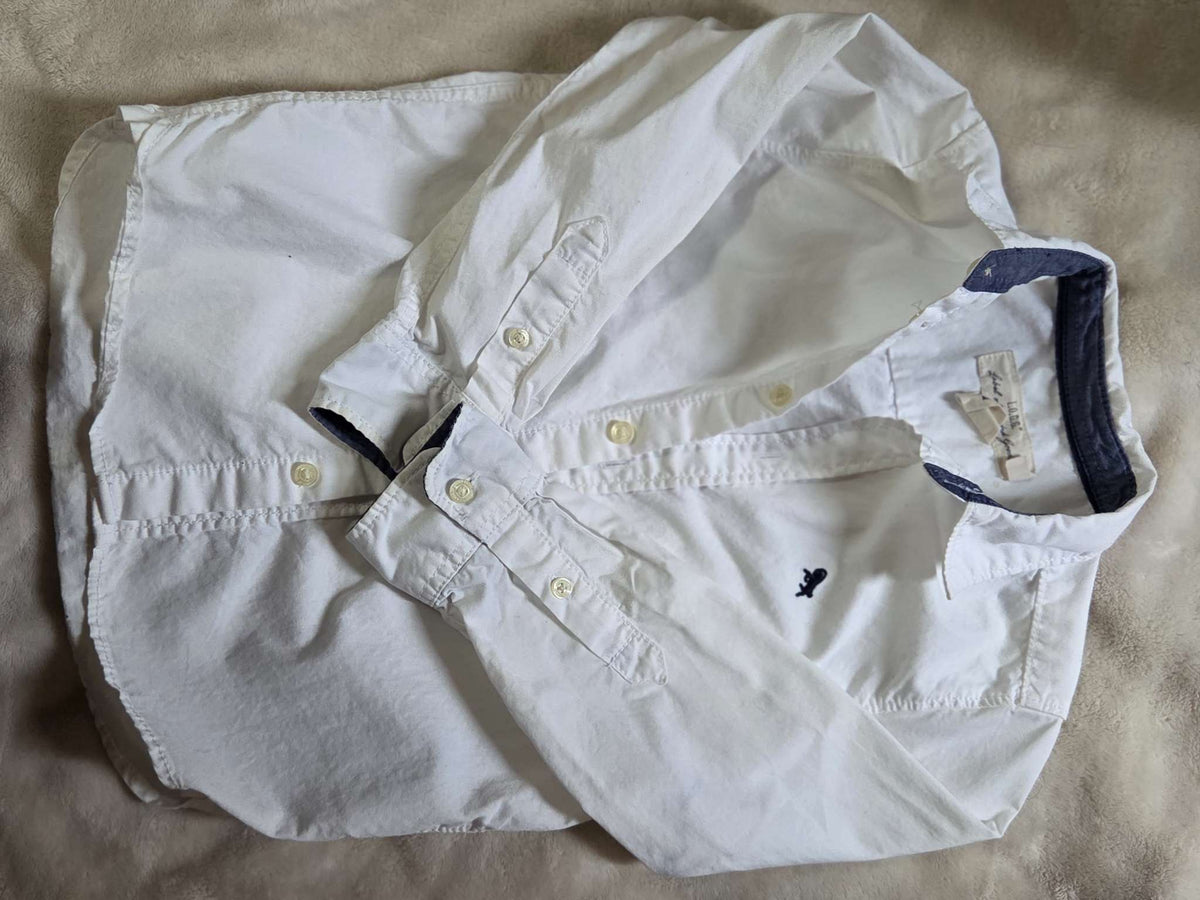 H&M white Polo long sleeved shirt 4-5T, Kids 5/5T