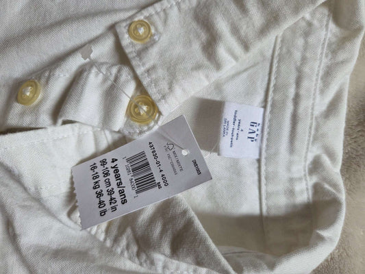 Baby Gap Linen-Cotton Off-White Collar/Button Shirt 4T, Kids 4/4T