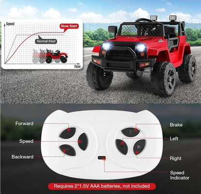 Red Ride-on Truck, with remote control and seatbelt, music, and headlights (Retails, $259.99)