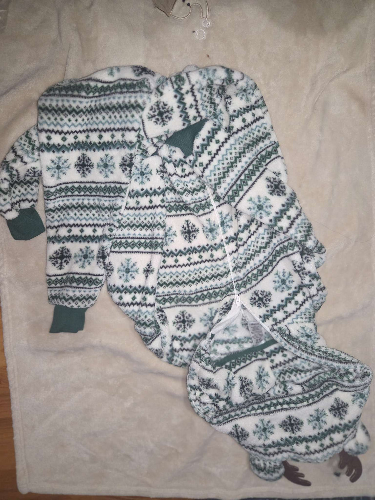 Snowflake Fleece Hooded one-piece pajamas/sleepers, Kids 4/4T