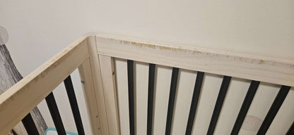 Babyletto Lolly Washed Natural & Black Wood 3-in-1 Convertible Baby Crib with Toddler Bed Conversion Kit