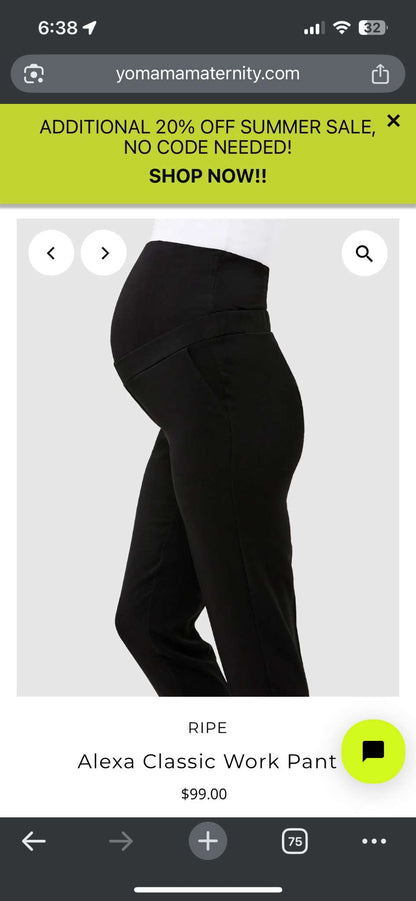 Ripe Brand - Alexa - Maternity Dress Pants - Size Small, Maternity S (4-6)