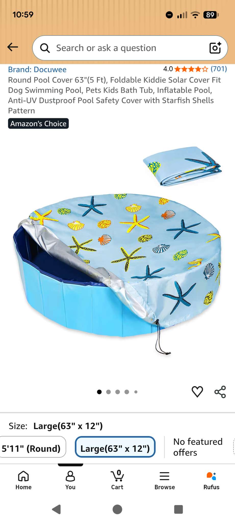 VGUC 63" Round Kiddie Pool Cover, MSRP $28.99
