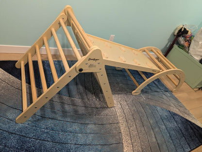 EUC Pikler triangle, climbing ramp/slide, and arch, MSRP $379