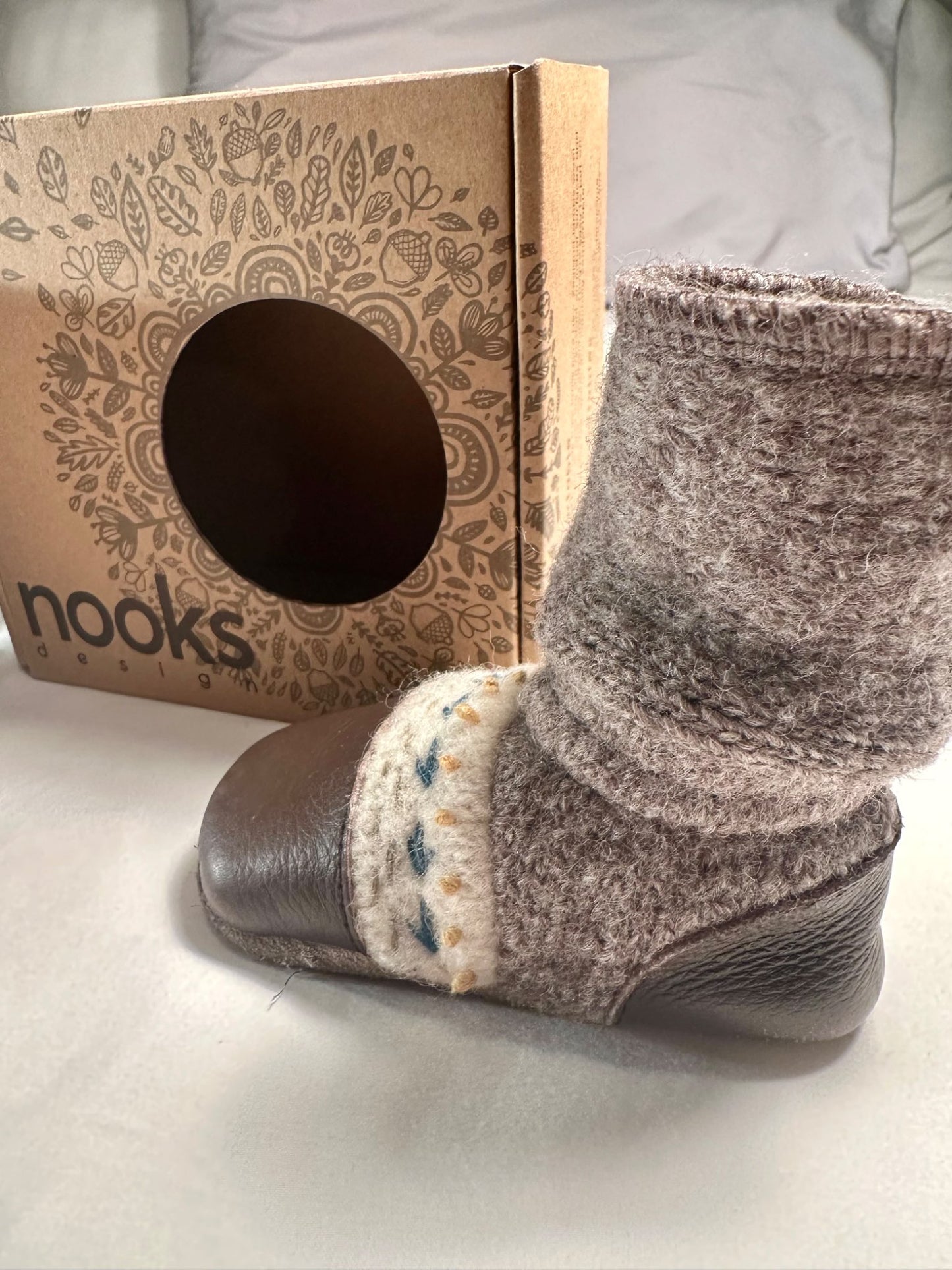 Nooks Caribou Felted Wool Booties, Shoes 4 (Baby: 0-12 mth)