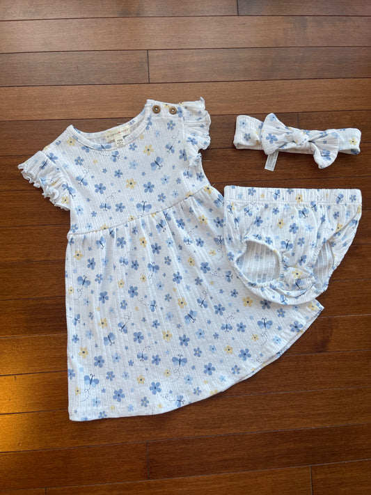 Adorable Blue and White Dress, Kids 18 Month (12-18M)