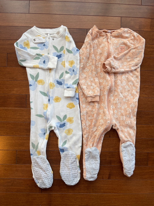 Floral Footed Pajamas, Kids 18 Month (12-18M)