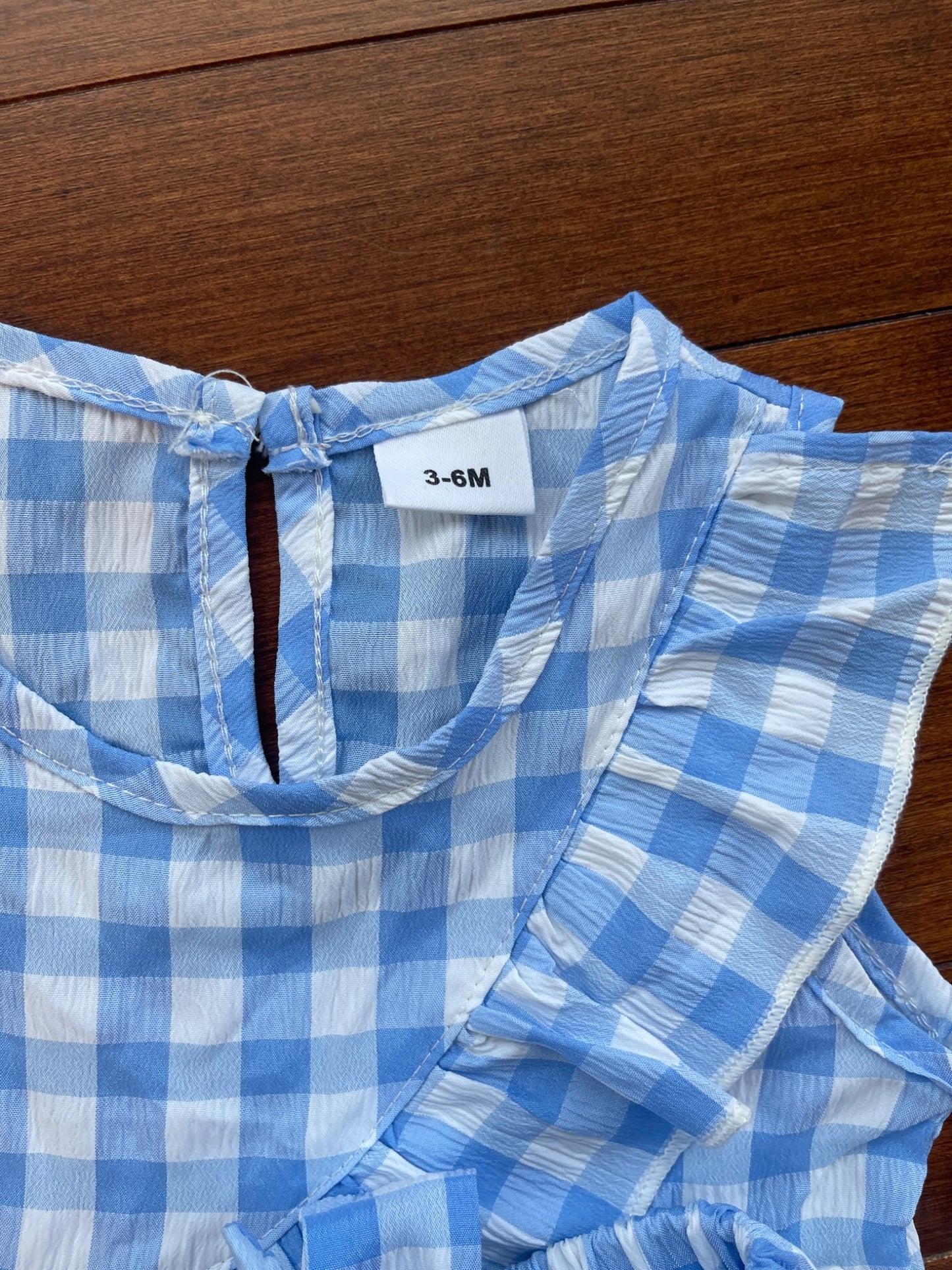 Blue Gingham Skirt Set, Kids 6 Month (3-6M)