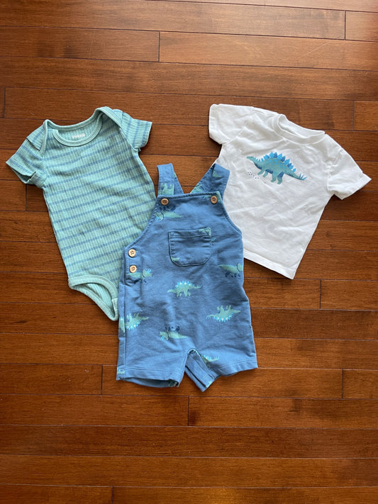 Dinosaur Overalls Set NWOT, Kids 6 Month (3-6M)
