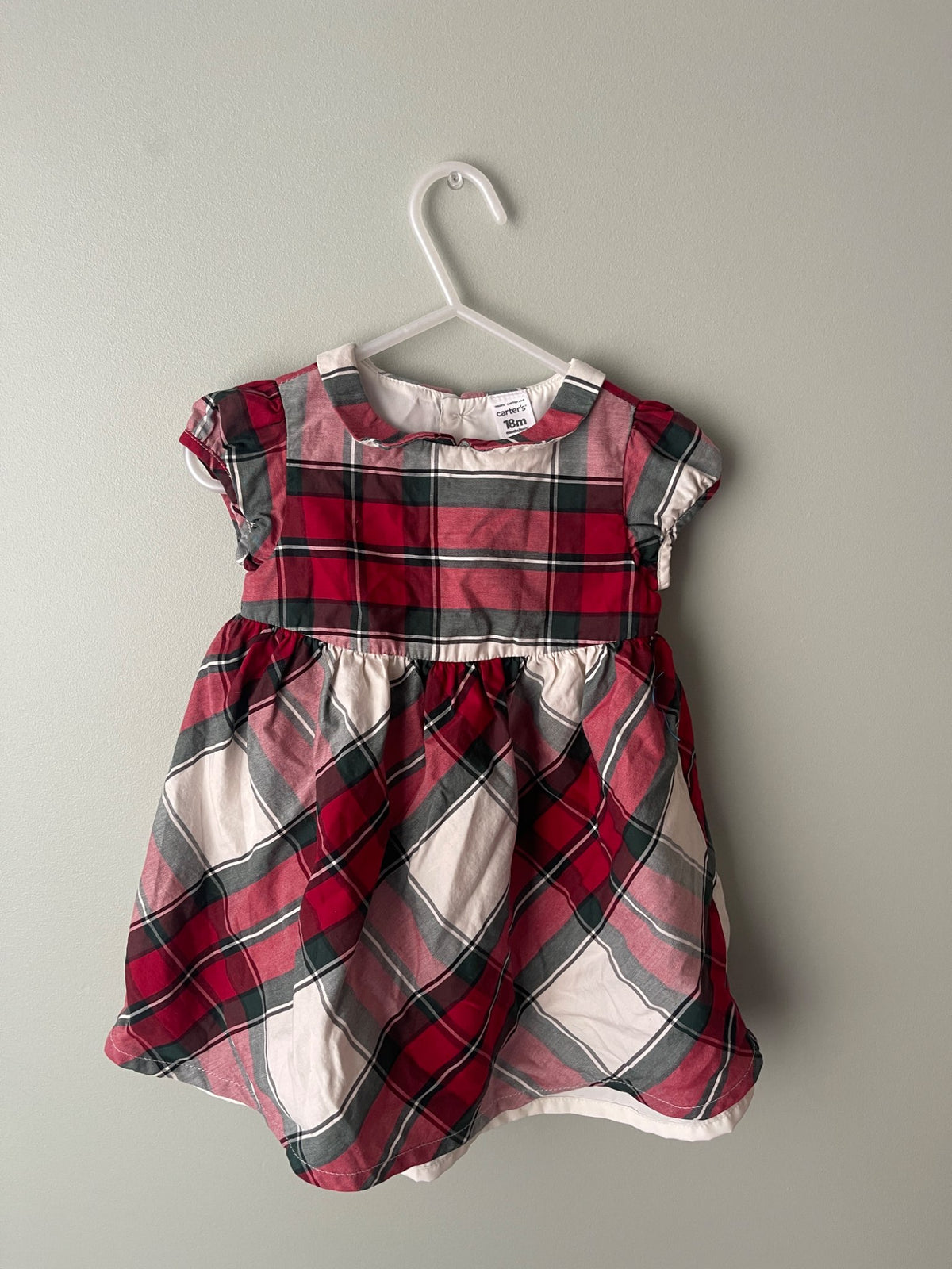 Red and Green Plaid Christmas Dress, Kids 18 Month (12-18M)