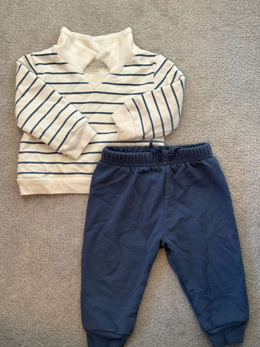 2 piece outfit - long sleeves collared shirt and pajamas, Kids 6 Month (3-6M)