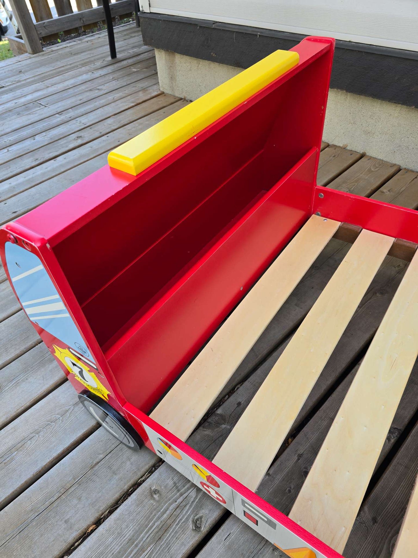 Fire Truck Toddler Bed with free crib mattress (and paw patrol crib sheet)