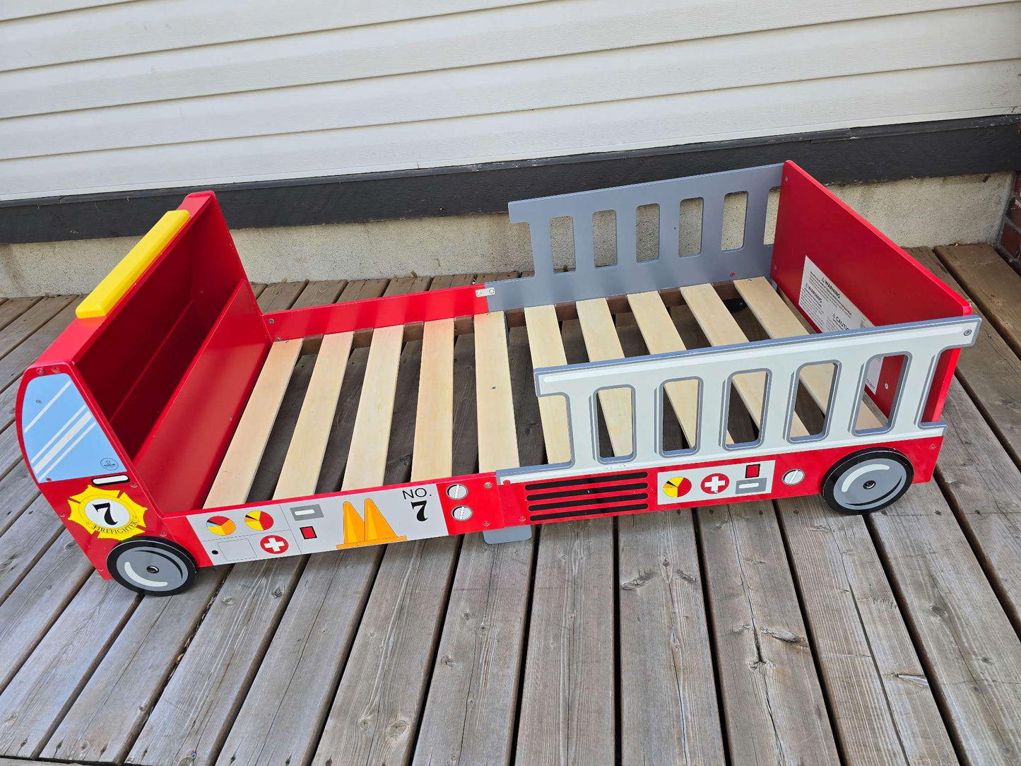 Fire Truck Toddler Bed with free crib mattress (and paw patrol crib sheet)