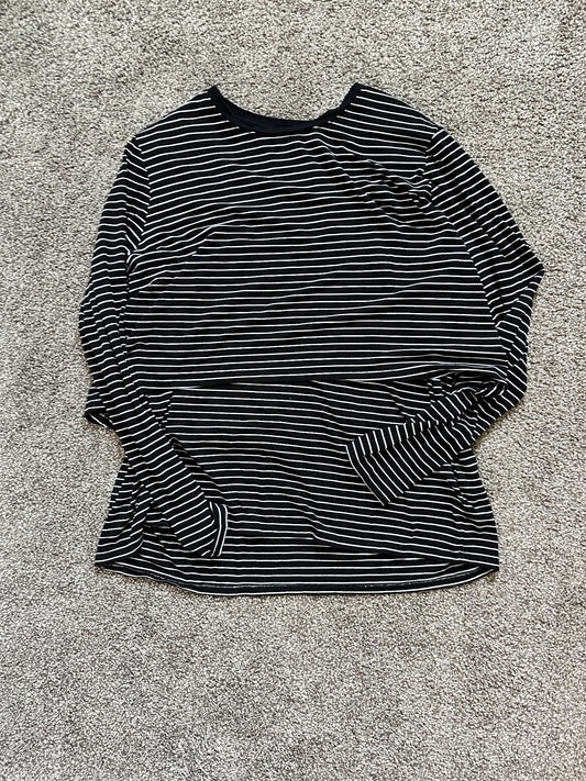 Black with White Stripe Maternity/ Breastfeeding Top, Maternity L (12-14)