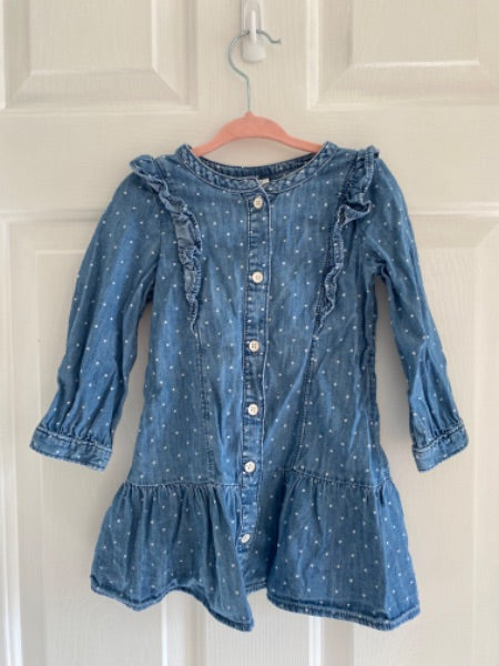 Gap Polka-dot Jean Dress (2T) , Kids 2T