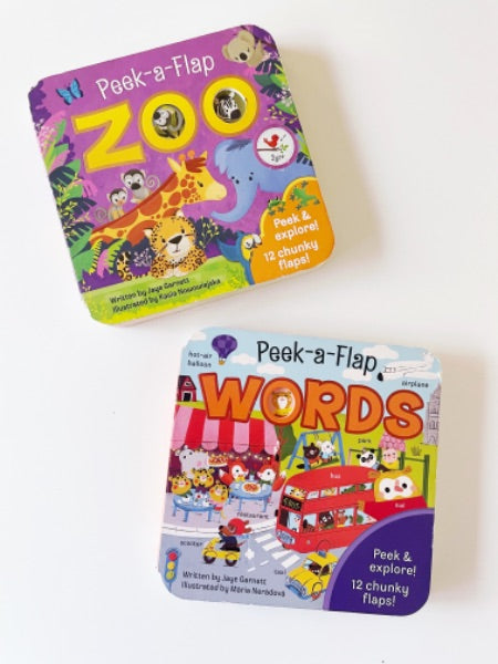 Peek-a-Flap Zoo & Peek-a-Flap Words board books