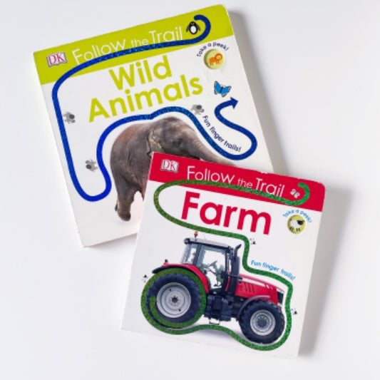 Follow the Trail Board Books: Farm & Wild Animals