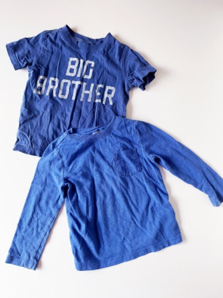 Carters 2T “big brother” blue shirt & Old Navy 2T blue long sleeve shirt