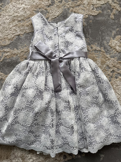 Bon Bleu Size 3 Grey and white organza and tulle dress, Kids 3T