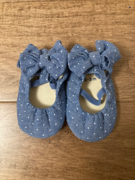 Blue Chambray baby shoes - 0-3 month, Shoes 0 (Baby: 0-12 mth)