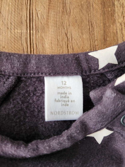 Nordstrom, fleece-lined romper, dark grey, 12 months, Kids 12 Month (9-12M)