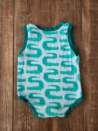 Bamboo tank alligator bodysuit, 6-12 months, EUC, Silkberry Baby, Kids 9 Month (6-9M)