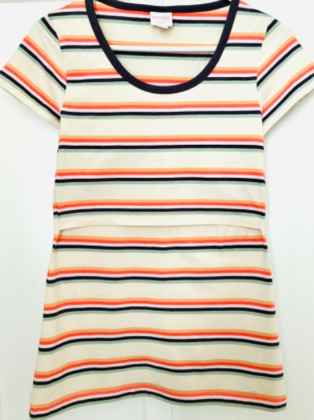 Boob Design Retro Stripe Nursing Tee, Maternity S (4-6)