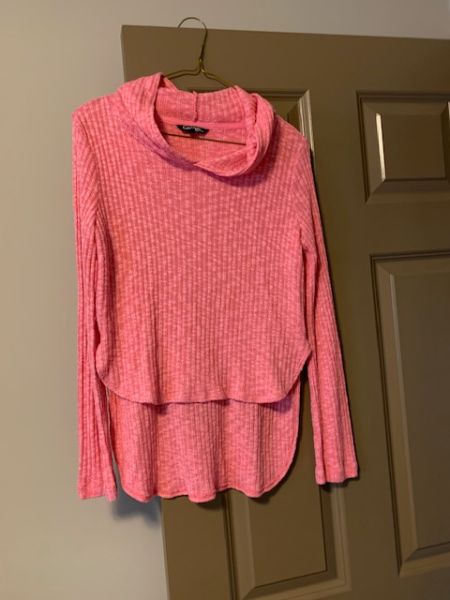 Pink Lightweight sweater with hood. George. Size 14-16.